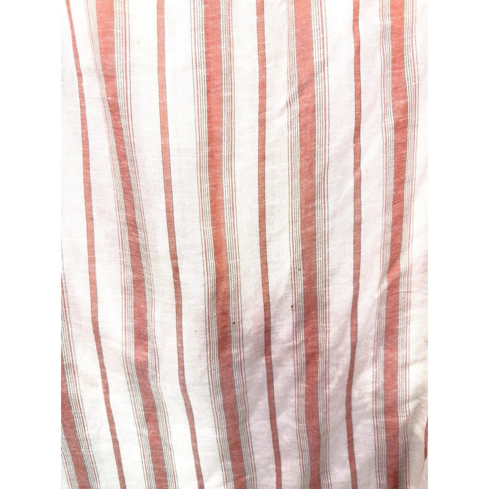 Staccato L Coral White Stripe Hi Lo Button Blouse Shirt Hem Roll Tab Slv Linen - Picture 10 of 10